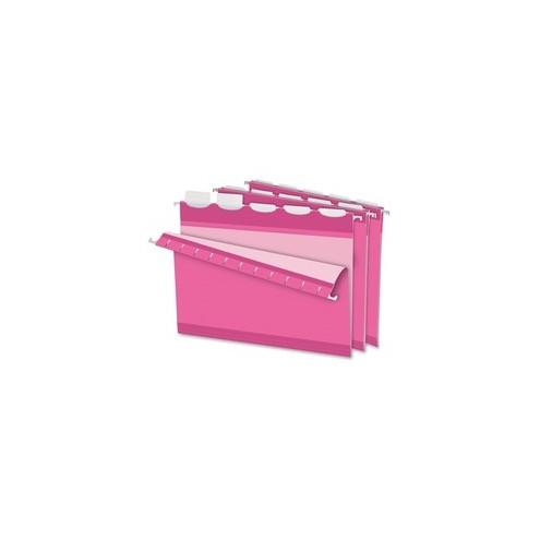 Pendaflex Ready-Tab Hanging Folders - Letter - 8 1/2" x 11" Sheet Size - 1/5 Tab Cut - Poly - Pink - Recycled - 20 / Box