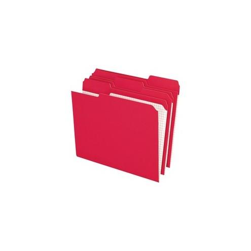 Pendaflex Color Reinforced Top File Folders - Letter - 8 1/2" x 11" Sheet Size - 1/3 Tab Cut - Top Tab Location - Assorted Position Tab Position - 11 pt. Folder Thickness - Red - Recycled - 100 / Box