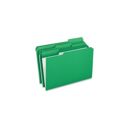 Pendaflex Grid Pattern Color Legal File Folders - Legal - 8 1/2" x 14" Sheet Size - 1/3 Tab Cut - Top Tab Location - 11 pt. Folder Thickness - Stock - Green - Recycled - 100 / Box