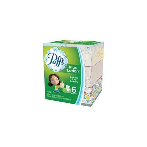 Puffs Plus Lotion Facial Tissue - 2 Ply - 8.20" x 8.40" - White - Soft, Durable - For Office Building, School, Hospital, Face - 6 / Pack