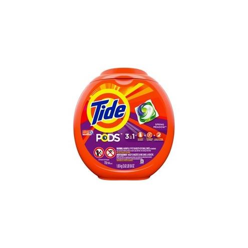 Tide Pods Laundry Detergent - Spring Meadow Scent - 72 / Tub - 288 / Carton - Blue