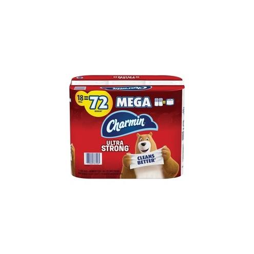 Charmin Mega Roll Bath Tissue - 2 Ply - 286 Sheets/Roll - White - Strong, Absorbent, Clog Safe, Septic Safe - For Office Building, Public Facilities, School - 18 / Pack