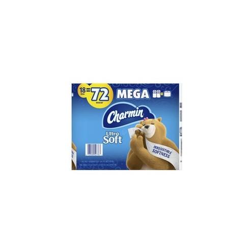 Charmin Ultra Soft Bath Tissue - White - Soft, Durable, Strong, Absorbent, Clog-free, Septic Safe - For Bathroom - 18 / Pack