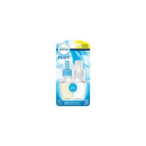 Febreze Plug Linen/Sky Oil Refill - Oil - 0.9 fl oz (0 quart) - Linen & Sky - 50 Day - 6 / Carton - Long Lasting, Odor Neutralizer