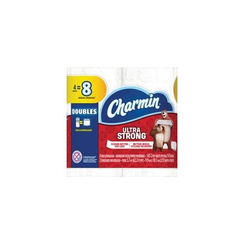 Charmin Double Roll Bath Tissue - 2 Ply - 143 Sheets/Roll - White - Strong, Textured, Absorbent, Septic Safe, Clog-free - For Washroom - 48 / Carton