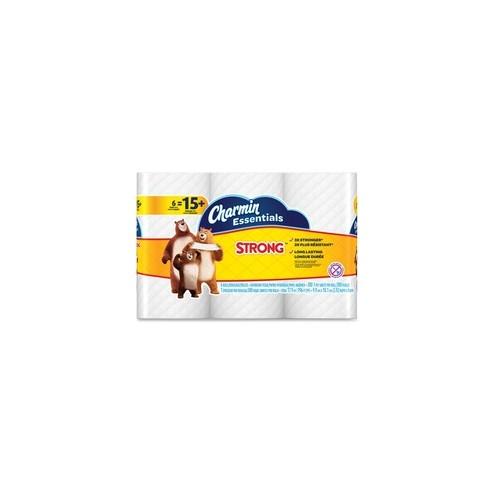 Charmin Essentials Strong Bath Tissue - 1 Ply - 300 Sheets/Roll - White - Paper - Wet Strength, Clog-free, Septic-free, Soft - 6 - 1800 / Pack