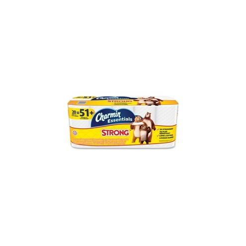 Charmin Essentials Strong Bath Tissue - 1 Ply - 300 Sheets/Roll - White - Paper - Wet Strength, Clog-free, Septic-free - 20 - 6000 / Pack