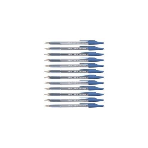 Pilot Better BP-S Ball Stick Pens - Medium Pen Point - 1 mm Pen Point Size - Refillable - Blue - Crystal, Clear Barrel - Stainless Steel Tip - 1 Dozen