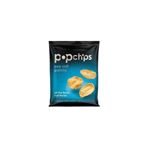 popchips Potato Chip - Preservative-free, No Artificial Flavor, Gluten-free, Cholesterol-free, Trans Fat Free - Sea Salt - 0.80 oz - 24 / Carton