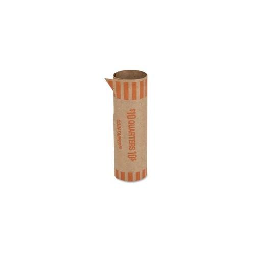 PAP-R Tubular Coin Wrappers - Total $10 in 40 Coins of 25¢ Denomination - Heavy Duty, Burst Resistant - Kraft - Orange