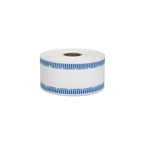 PAP-R Color-coded Coin Machine Wrappers - 1000 ft Length - 1900 Wrap(s)Total $2.00 in 40 Coins of 5¢ Denomination - 15 lb Paper Weight - Kraft - Blue, White