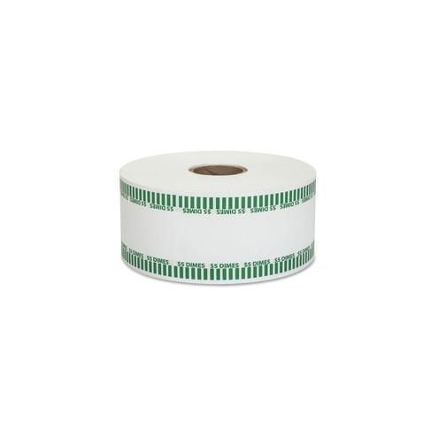 PAP-R Color-coded Coin Machine Wrappers - 1000 ft Length - 1900 Wrap(s)Total $5.0 in 50 Coins of 10¢ Denomination - 15 lb Paper Weight - Kraft - Green, White