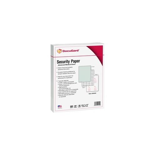 DocuGard Advanced Security Paper for Printing Prescriptions & Preventing Fraud, 7 Features - Letter - 8 1/2" x 11" - 24 lb Basis Weight - 500 / Ream - Green