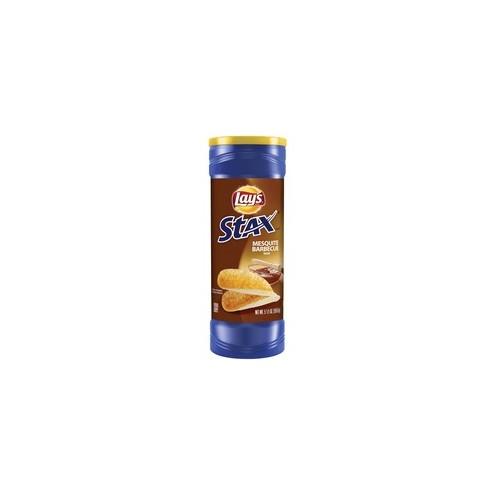 Quaker Oats Stax Sour Cream/Onion Potato Crisps - Mesquite Barbecue - Canister - 5.75 oz - 11 / Carton