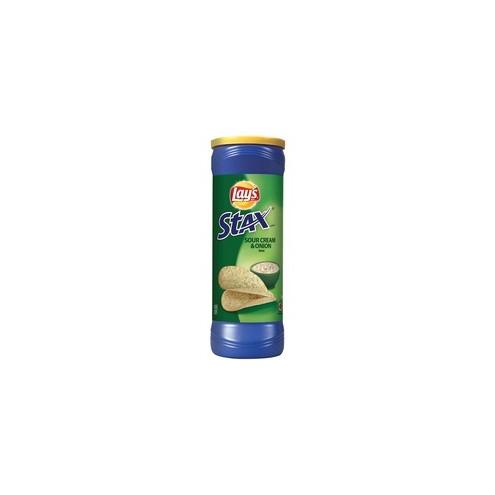 Quaker Oats Stax Sour Cream/Onion Potato Crisps - Sour Cream, Onion - Canister - 5.75 oz - 11 / Carton