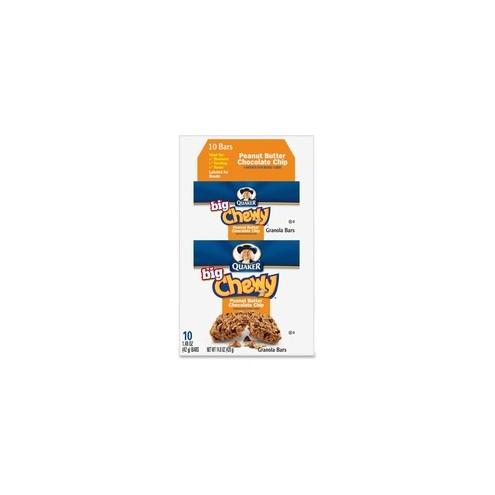 Quaker Oats Peanut Butter Big Chewy Granola Bar - Individually Wrapped - Peanut Butter - Box - 1.48 oz - 10 / Box