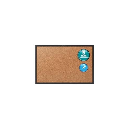 Quartet Classic Series Bulletin Board - 36" Height x 48" Width - Brown Natural Cork Surface - Self-healing, Durable, Sturdy - Black Aluminum Frame - 1 / Each