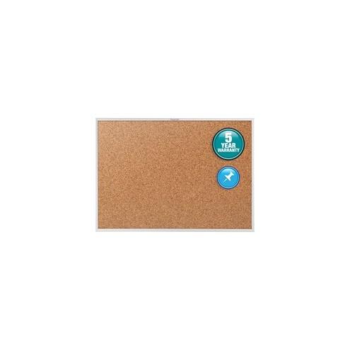 Quartet Classic Series Bulletin Board - 48" Height x 96" Width - Brown Natural Cork Surface - Heavy-gauge, Self-healing, Heavy Duty - Silver Aluminum Frame - 1 Each