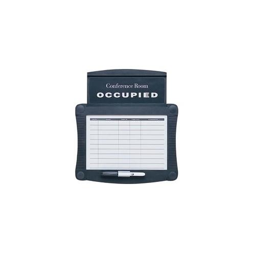 Quartet Conference Room Scheduler - 1 Each - Occupied Print/Message - 15.5" Width x 14.3" Height - Rectangular Shape - Durable, Mounting Hardware - Melamine - White, Graphite