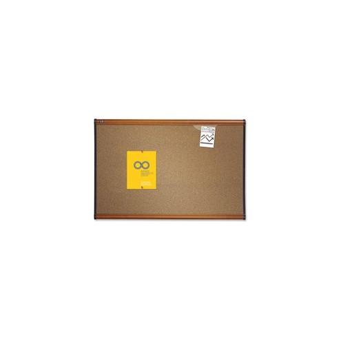 Quartet Prestige Bulletin Board - 24" Height x 36" Width - Brown Cork Surface - Self-healing, Durable - Light Cherry Frame - 1 Each