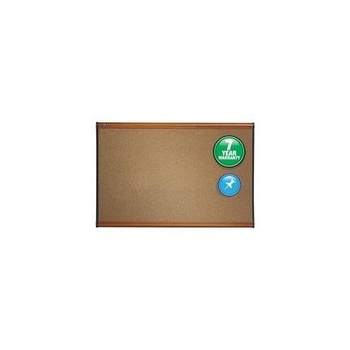 Quartet Prestige Bulletin Board - 36" Height x 48" Width - Brown Cork Surface - Self-healing, Durable - Light Cherry Frame - 1 Each