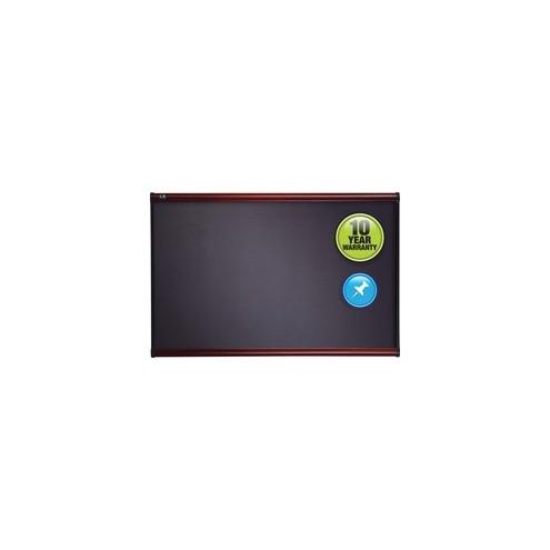 Quartet Prestige Diamond Mesh Bulletin Board - 36" Height x 48" Width - Gray Fabric Surface - Self-healing, Fade Resistant - Mahogany Frame - 1 Each