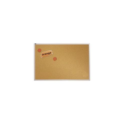 Quartet Bulletin Board - 48" Height x 72" Width - Brown Natural Cork Surface - Silver Aluminum Frame - 1 / Each