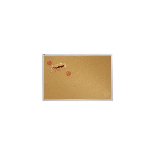 Quartet Bulletin Board - 48" Height x 96" Width - Brown Natural Cork Surface - Silver Aluminum Frame - 1 / Each