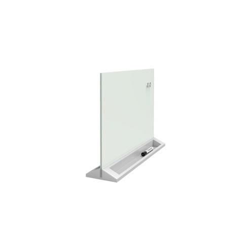 Quartet Magnetic Desktop Dry-Erase Panel - 23" (1.9 ft) Width x 17" (1.4 ft) Height - White Tempered Glass Surface - Rectangle - Desktop - 1 Each