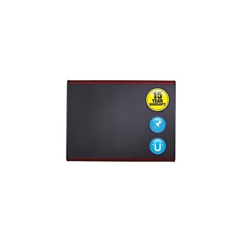 Quartet Prestige Plus Magnetic Bulletin Board - 48" Height x 72" Width - Gray Fabric Surface - Magnetic, Self-healing, Durable - Mahogany Frame - 1 / Each