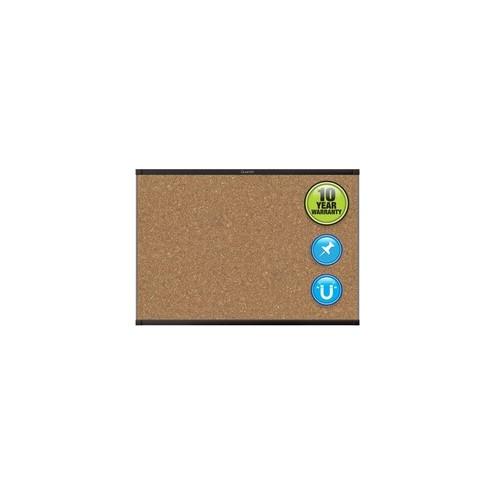 Quartet Prestige 2 Magnetic Bulletin Board - 24" Height x 36" Width - Brown Cork Surface - Magnetic, Durable, Self-healing - Black Aluminum Frame - 1 / Each