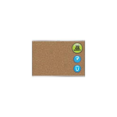Quartet Prestige 2 Magnetic Bulletin Board - 36" Height x 48" Width - Brown Cork Surface - Magnetic, Durable, Self-healing - Silver Aluminum Frame - 1 / Each