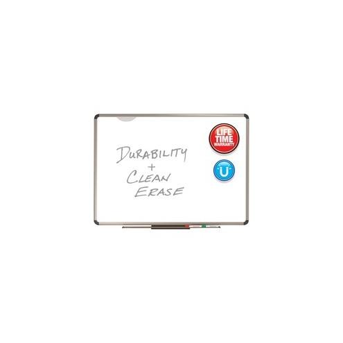 Quartet Prestige Plus DuraMax Magnetic Dry-Erase Board - 96" (8 ft) Width x 48" (4 ft) Height - White Porcelain Surface - Titanium Aluminum Frame - Rectangle - Horizontal - 1 / Each - TAA Compliant