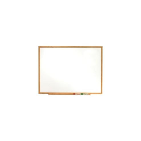 Quartet Classic Whiteboard - 72" (6 ft) Width x 48" (4 ft) Height - White Melamine Surface - Oak Frame - Horizontal/Vertical - 1 Each - TAA Compliant