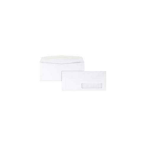 Quality Park Right Window Business Envelopes - Single Window - #10 - 4 1/8" Width x 9 1/2" Length - 24 lb - Gummed - Wove - 500 / Box - White