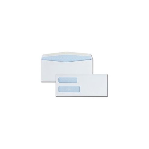 Quality Park No. 10 Double Window Security Envelopes - Security - #10 - 9 1/2" Width x 4 1/8" Length - 24 lb - Gummed - 500 / Box - White