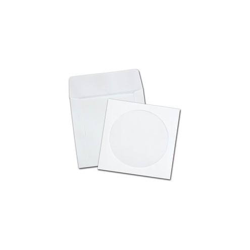 Quality Park Paper CD/DVD Sleeves - CD/DVD - 5" Width x 4 7/8" Length - 24 lb - Wove - 100 / Box - White