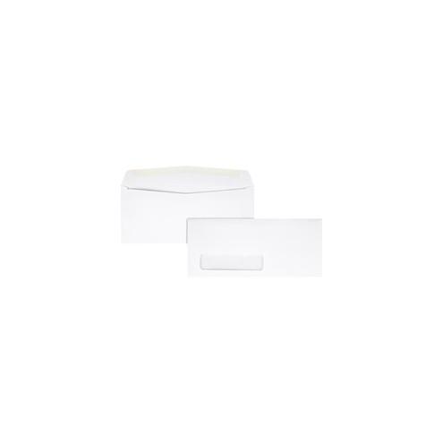 Quality Park White Woven Window Envelopes - Single Window - #10 - 4 1/8" Width x 9 1/2" Length - 24 lb - Gummed - Wove - 500 / Box - White