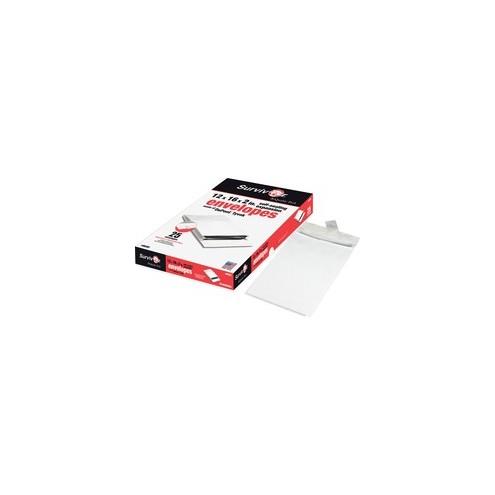 Quality Park Tyvek Plain Expansion Envelopes - Expansion - 12" Width x 16" Length - 2" Gusset - 14 lb - Self-sealing - Tyvek - 25 / Box - White