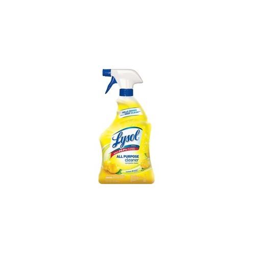 Lysol Lemon All Purpose Cleaner - Spray - 32 fl oz (1 quart) - Lemon Scent - 12 / Carton - Yellow