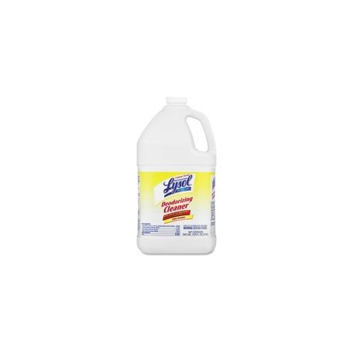Lysol Disinfectant Deodorizing Cleaner - Liquid - 128 fl oz (4 quart) - Lemon Scent - 4 / Carton - Yellow
