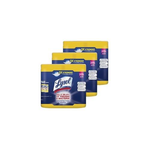 Lysol Disinfecting Wipes - Wipe - Lemon Lime Scent - 80 / Canister - 480 / Carton - White