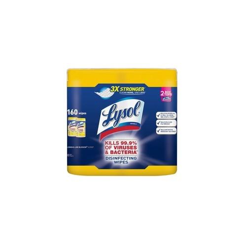 Lysol Disinfecting Wipes - Wipe - Lemon Lime ScentCanister - 160 / Pack - White