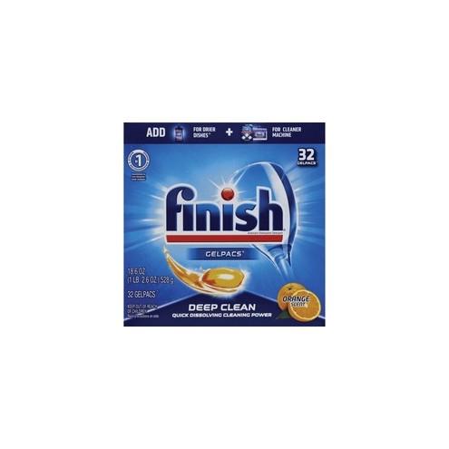 Finish Dishwasher Gel Packs - Gel - 1.3 fl oz (0 quart) - Orange Scent - 32 / Box - 256 / Carton - Orange