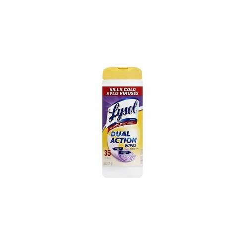 Lysol Dual Action Citrus Wipes - Wipe - Citrus Scent - 35 / Can - 420 / Carton - Purple