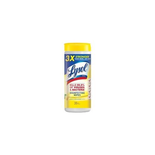 Lysol Lemon/Lime Disinfect Wipes - Wipe - Lemon, Lime Scent - 8" Width x 7" Length - 35 / Each - White