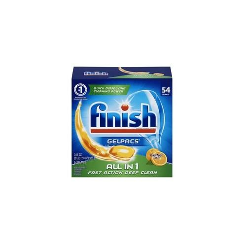 Finish All-n-1 Detergent Gelpacs - 1.3 fl oz (0 quart) - Orange Scent - 54 / Box - 216 / Carton - Orange