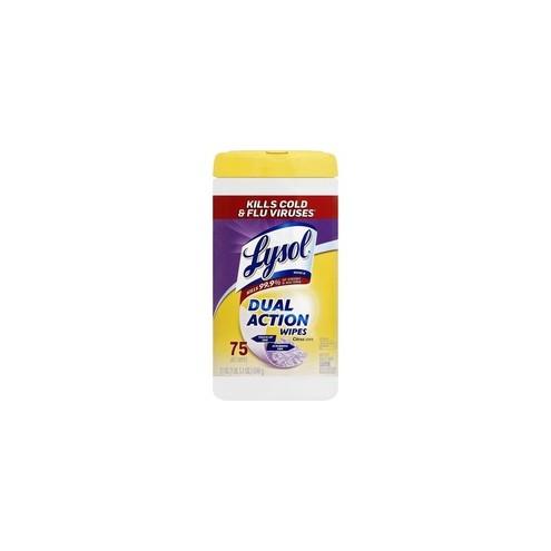 Lysol Dual Action Wipes - Wipe - Citrus Scent - 7" Width x 8" Length - 75 / Canister - 1 Each