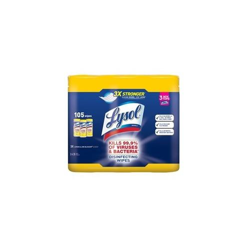 Lysol Disinfecting Wipes 3-pack - Wipe - Lemon Scent - 35 / Canister - 12 / Carton - White