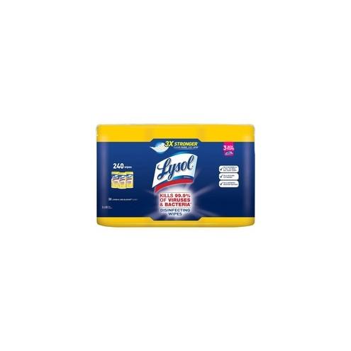 Lysol Lemon/Lime Disinfecting Wipes - Wipe - Lemon, Lime Blossom Scent - 80 / Canister - 6 / Carton - White